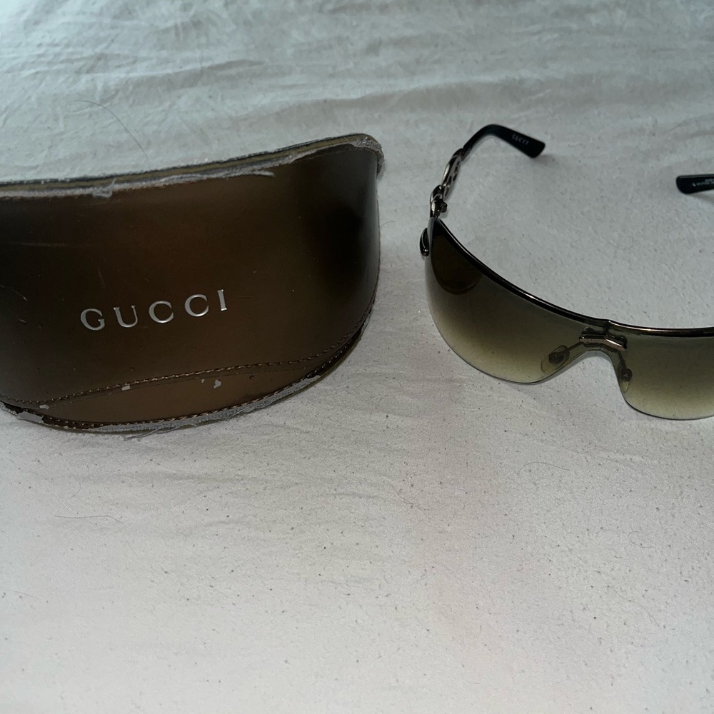 Gucci Tan Shield Sunglasses